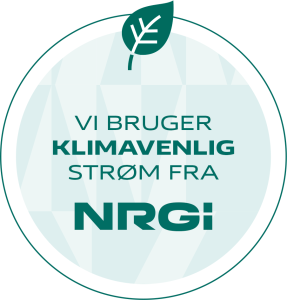 NRGI badge - bevis for køb af klimavenlig strøm fra NRGI.